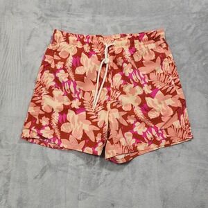 Eddie Bauer Swim Shorts Womens S Pink Tropical Floral Built In Brief Lined Beach